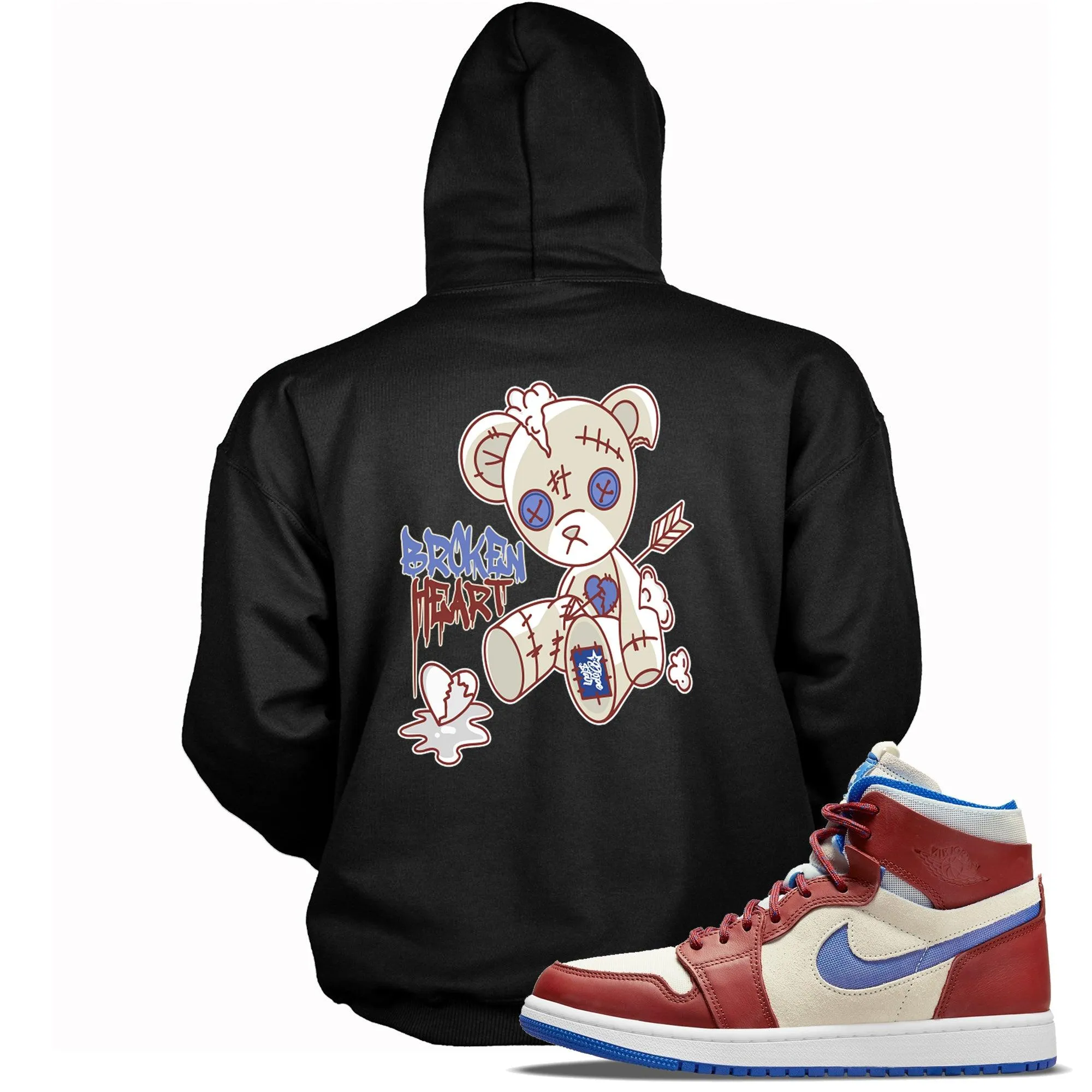 1 High Zoom Team Red Hoodie Broken Heart Bear