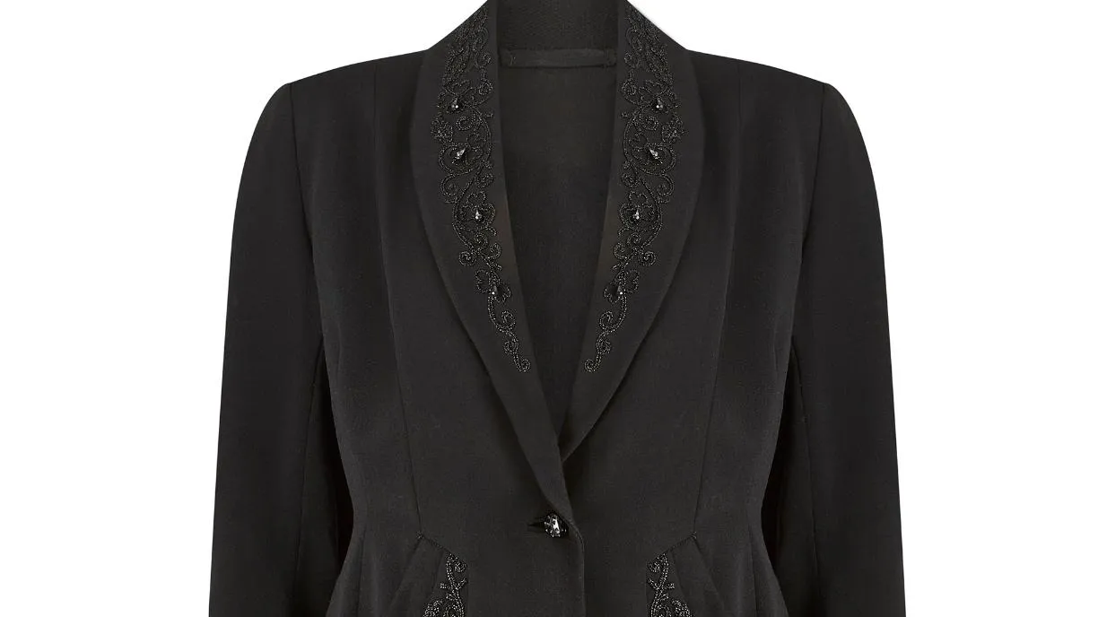 1940s Sally Slade Wool and Beaded Soutache Work Jacket