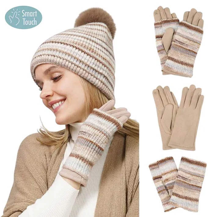 3 In 1 Multi Colored Touch Smart Gloves