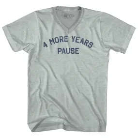 4 More Years Pause Adult Tri-Blend V-neck T-shirt