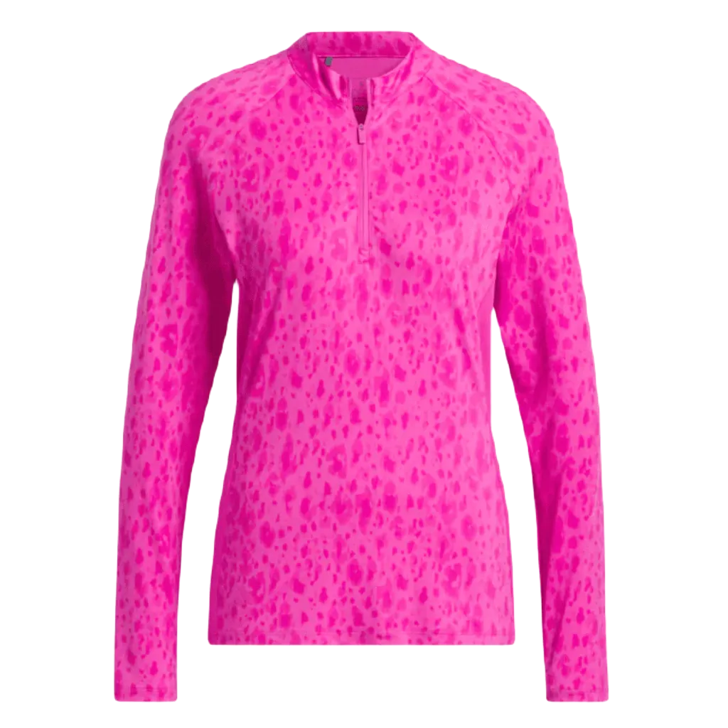 Adidas Ladies Ultimate365 Printed 1/4-Zip- Pink