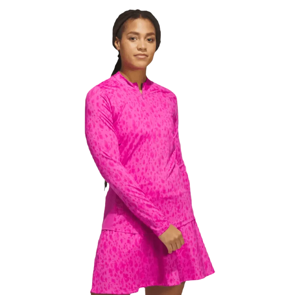 Adidas Ladies Ultimate365 Printed 1/4-Zip- Pink