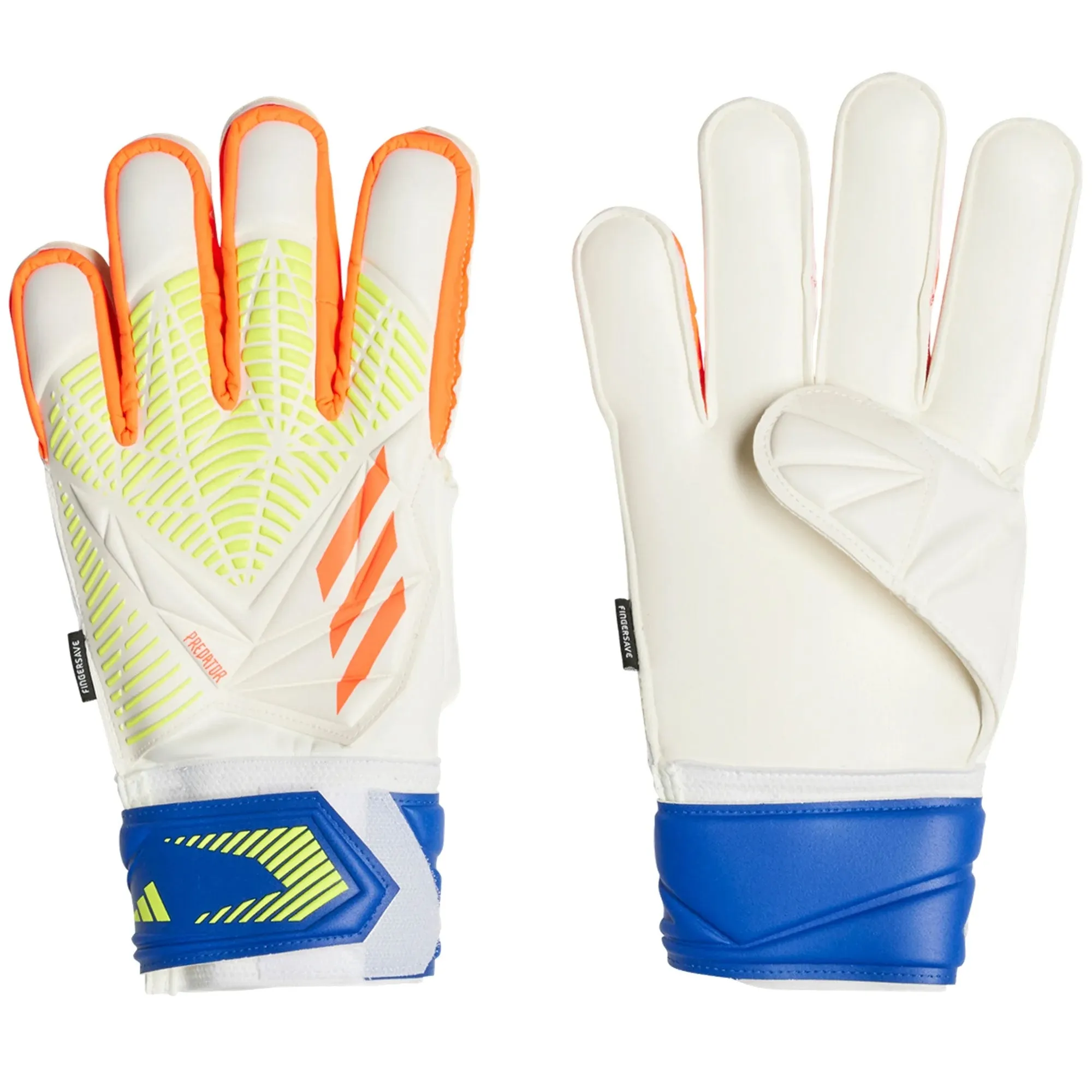 adidas Men's Predator Edge Fingersave Match Goalkeeper Gloves White/Cyan