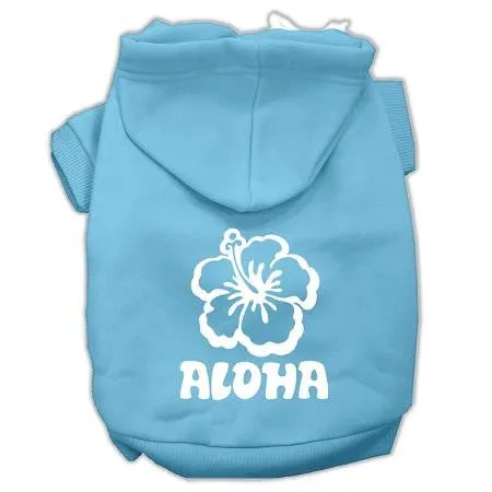 Aloha Flower Screen Print Pet Hoodies Baby Blue Size Sm (10)