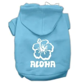 Aloha Flower Screen Print Pet Hoodies Baby Blue Size Sm (10)