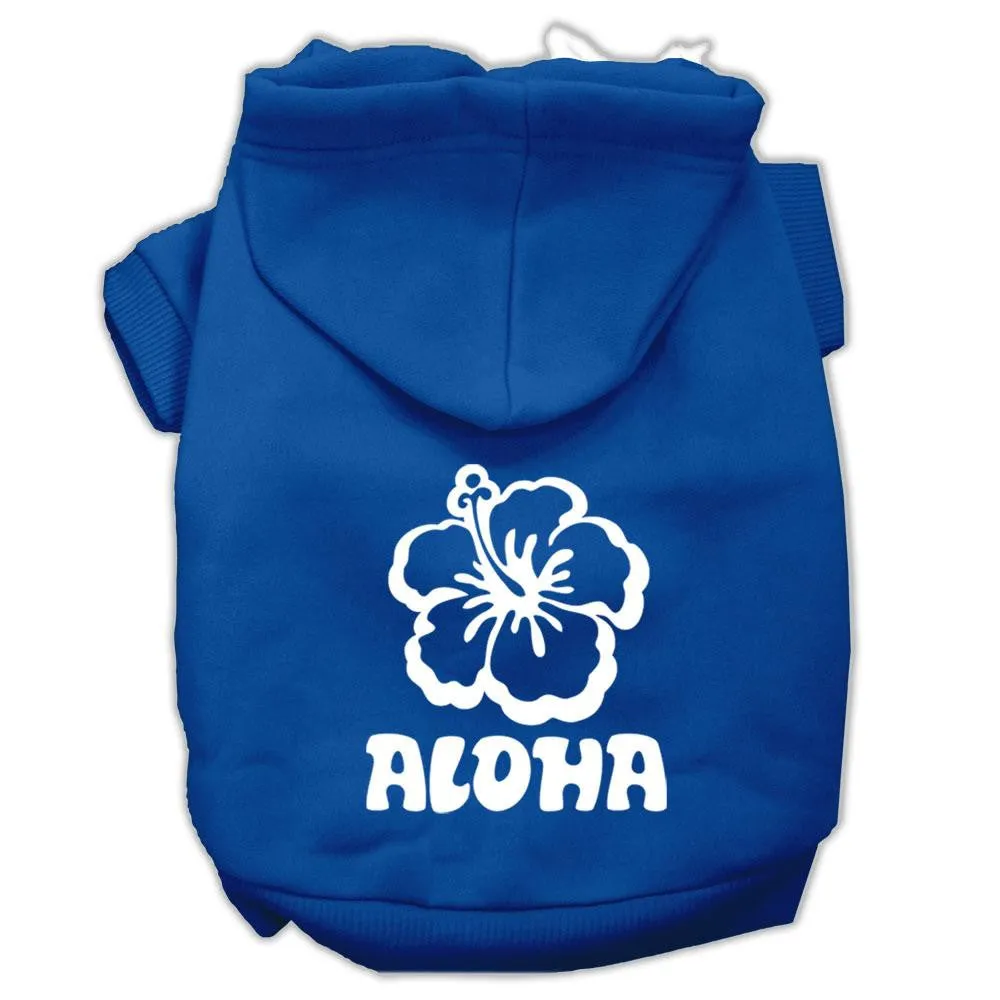 Aloha Flower Screen Print Pet Hoodies Blue Size Sm (10)