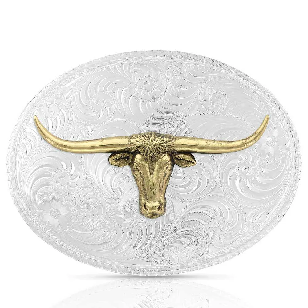 American Beauty Filigree Longhorn Belt Buckle