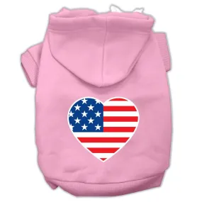 American Flag Heart Screen Print Pet Hoodies Light Pink Size Med (12)