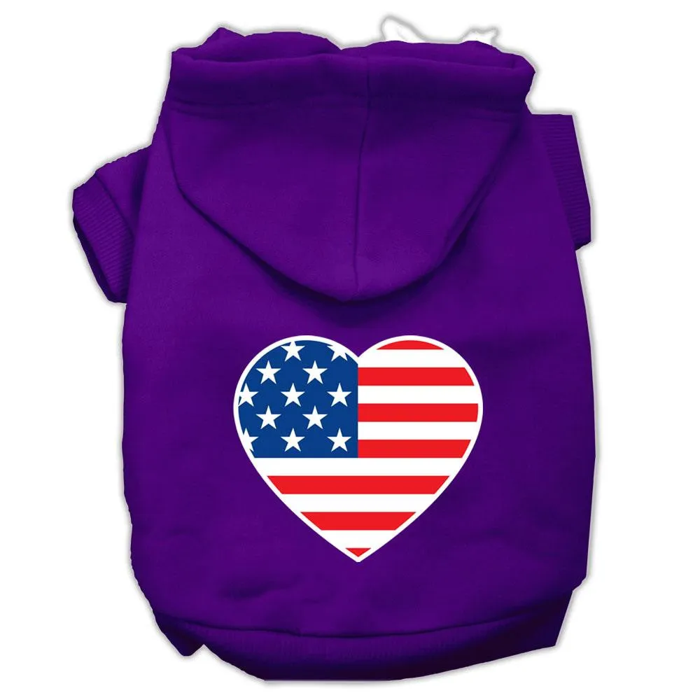 American Flag Heart Screen Print Pet Hoodies Purple Size Sm (10)