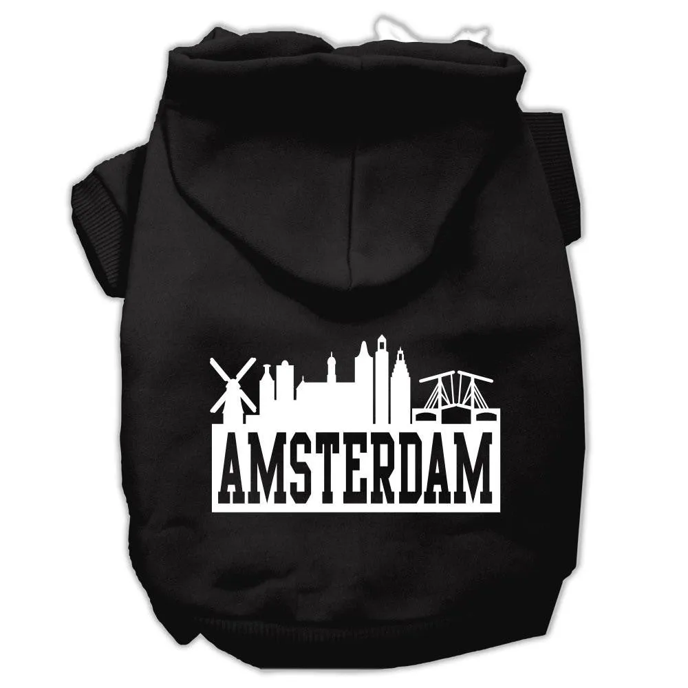 Amsterdam Skyline Screen Print Pet Hoodies Black Size Med (12)