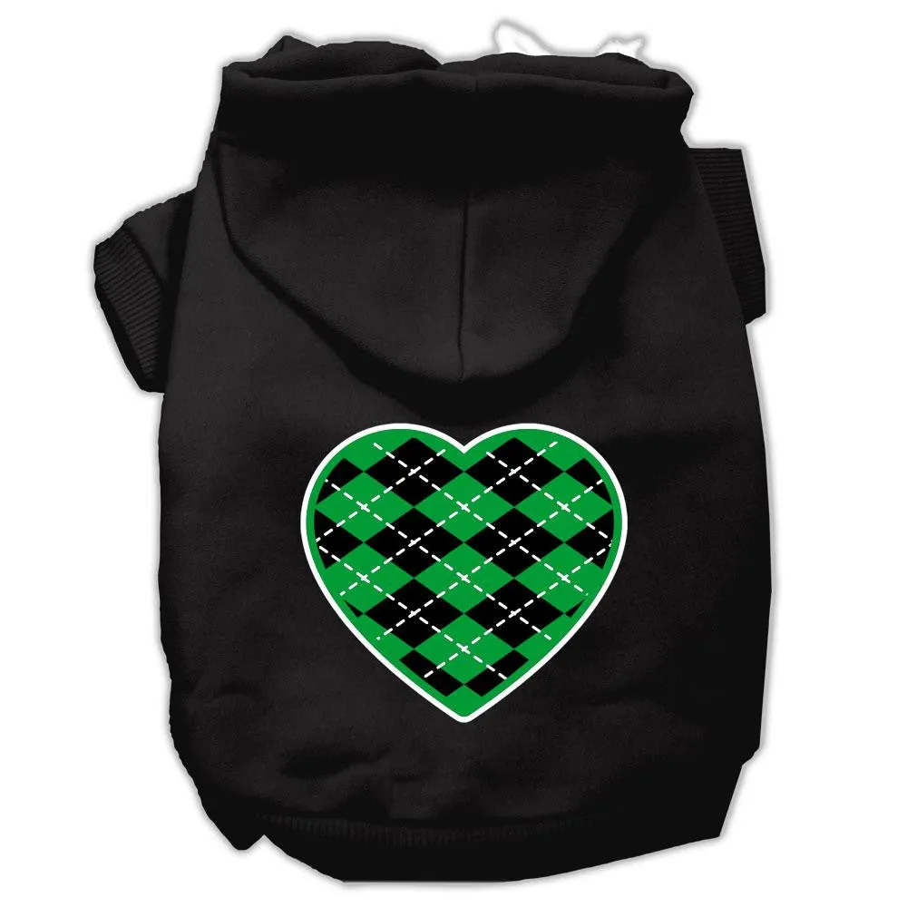 Argyle Heart Green Screen Print Pet Hoodies Black Size Lg (14)