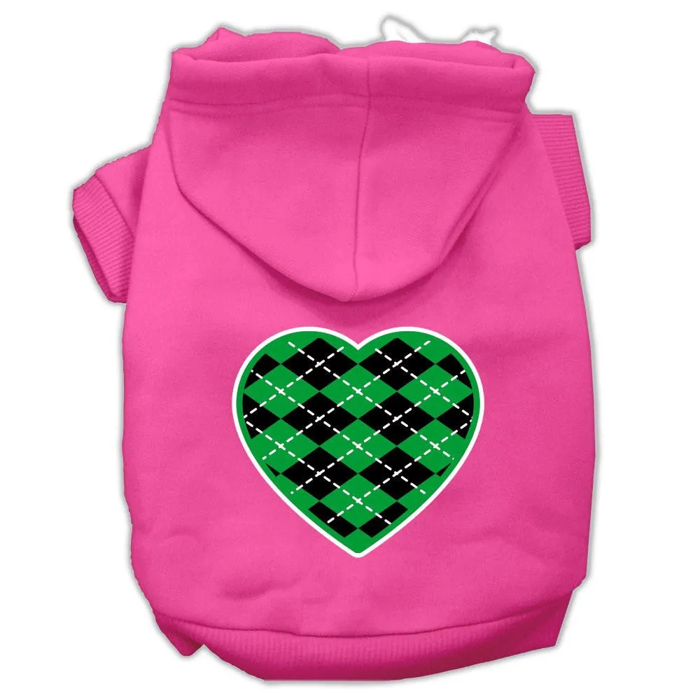 Argyle Heart Green Screen Print Pet Hoodies Bright Pink Size XL (16)