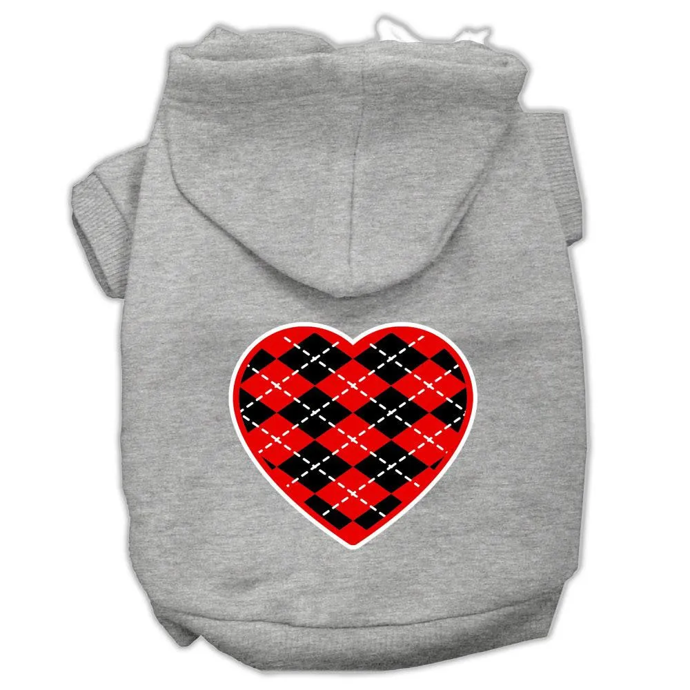 Argyle Heart Red Screen Print Pet Hoodies Grey Size Xl (16)