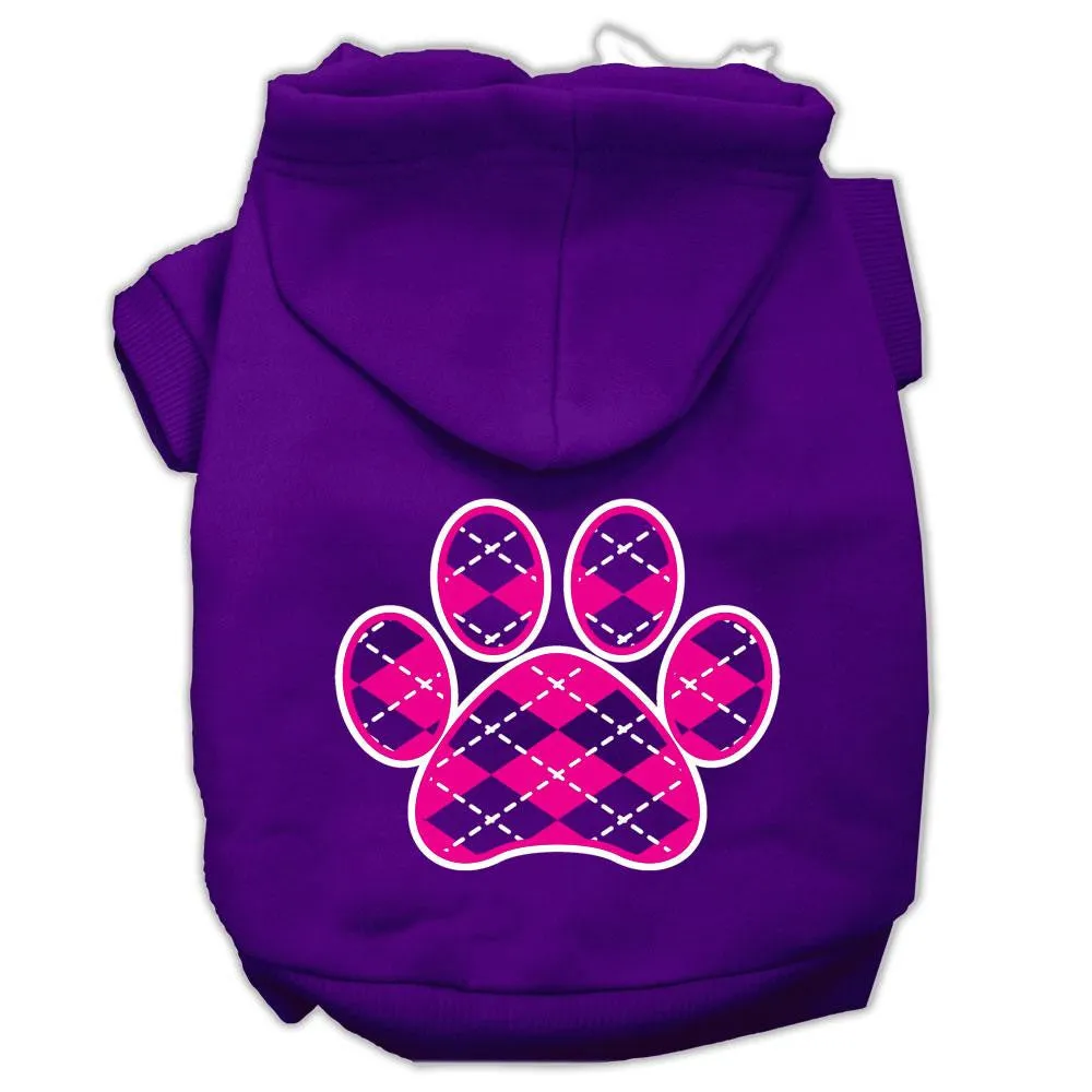 Argyle Paw Pink Screen Print Pet Hoodies Purple Size XXXL (20)