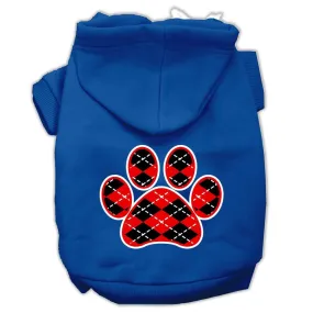 Argyle Paw Red Screen Print Pet Hoodies Blue Size Lg (14)