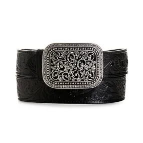 Ariat Women's 1 1/2" Filligree Buckle Western Leather Belt - Black