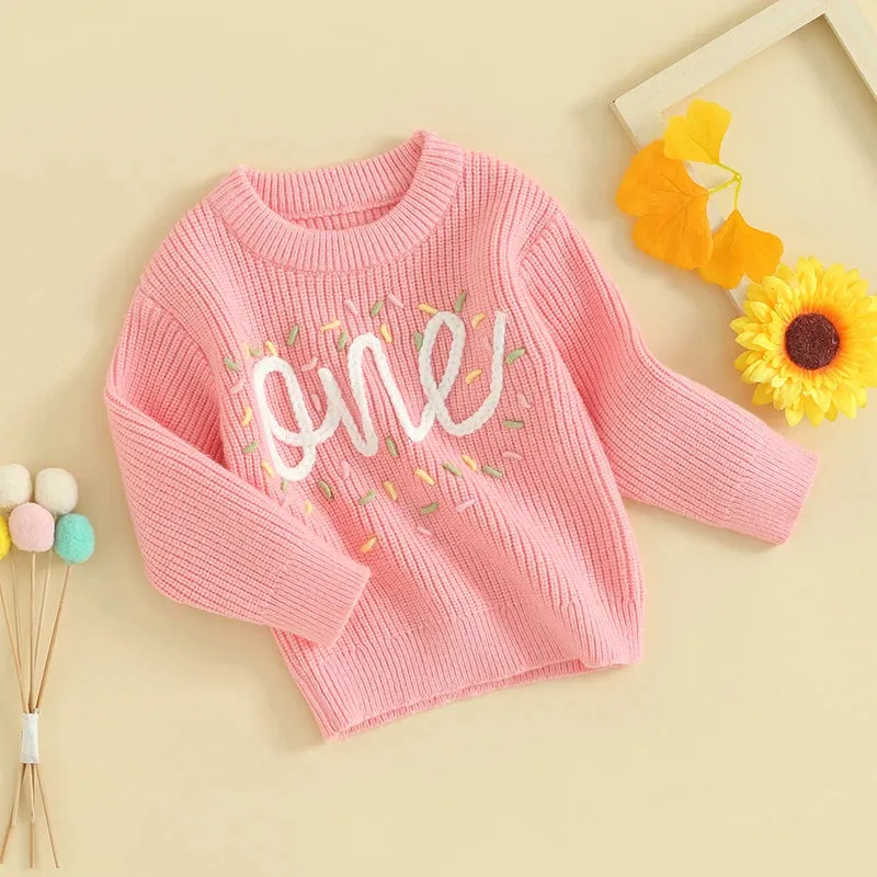 Baby Girls Deluxe Sweater - ONE - First Birthday Confetti