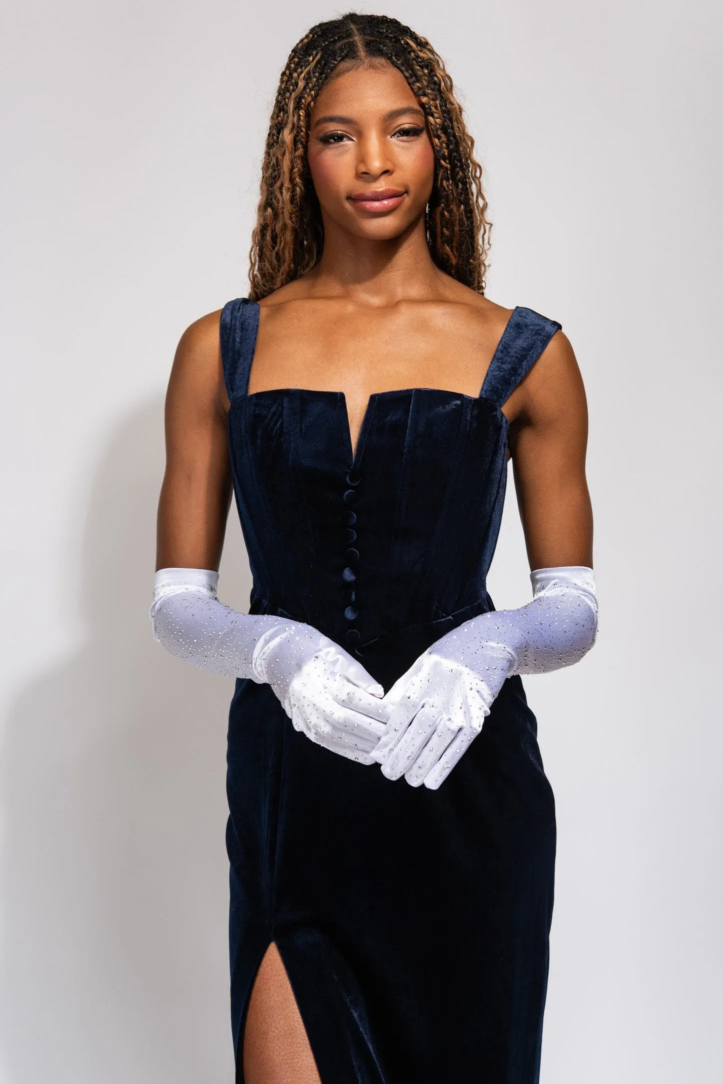 Barbra 57 Inch Satin Gloves