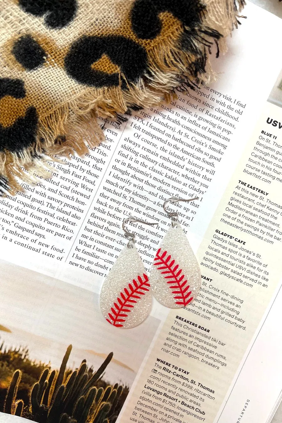 Baseball Sparkle Drop Earrings