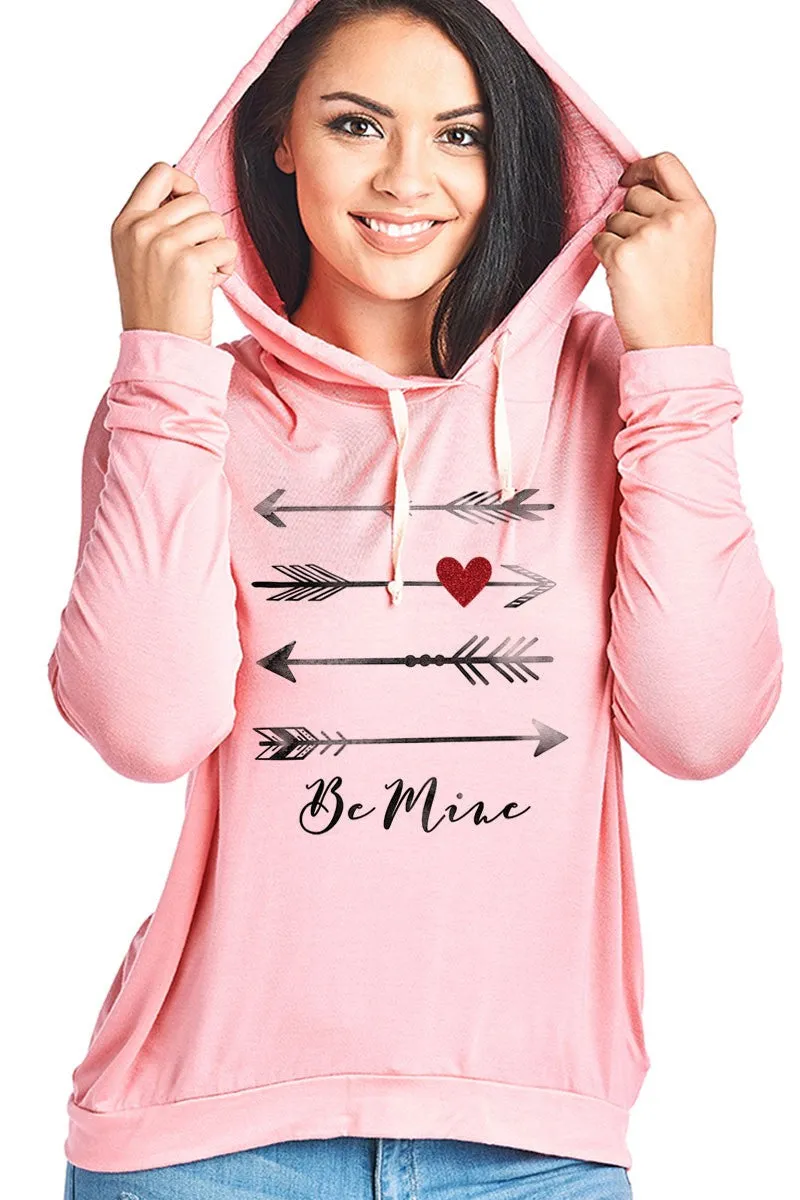 Be Mine Arrows Valentines Day Long Sleeve Hoodie