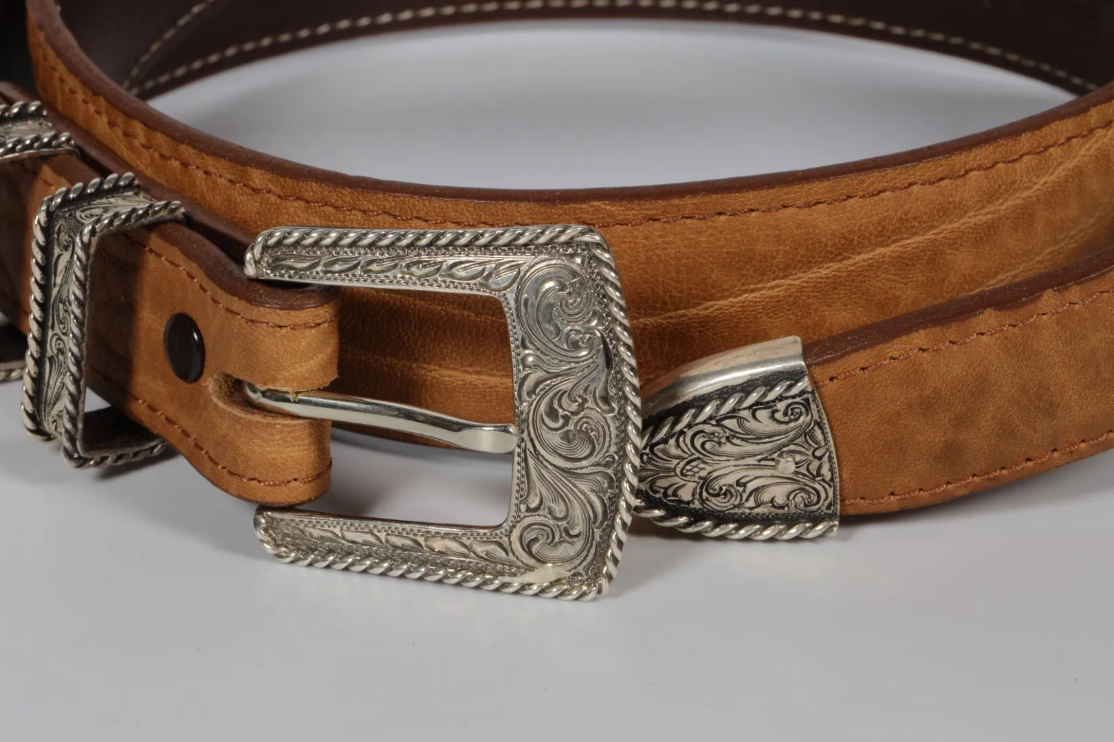 Belt with Sterling Silver Buckle and Accents (5g.)