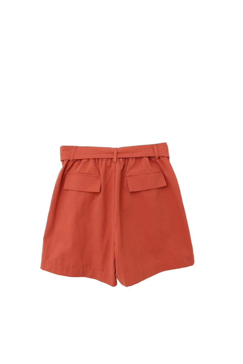 Belted Shorts in brick by See U Soon