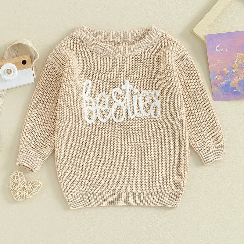 BESTIES - Beige Baby Girl Deluxe Sweater Layette Fall Winter