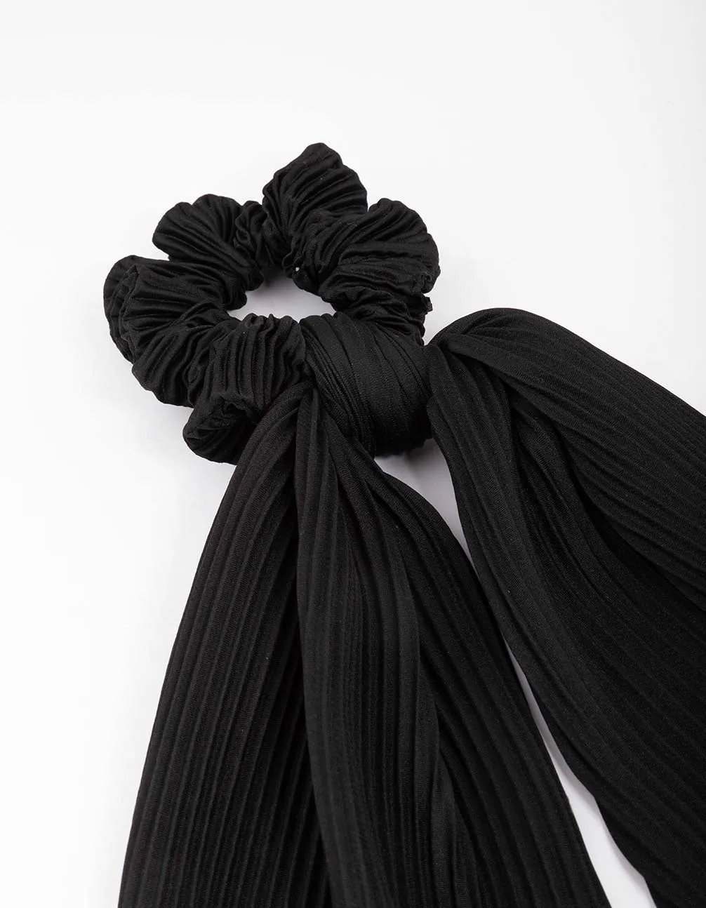 Black Fabric Plisse Scarf