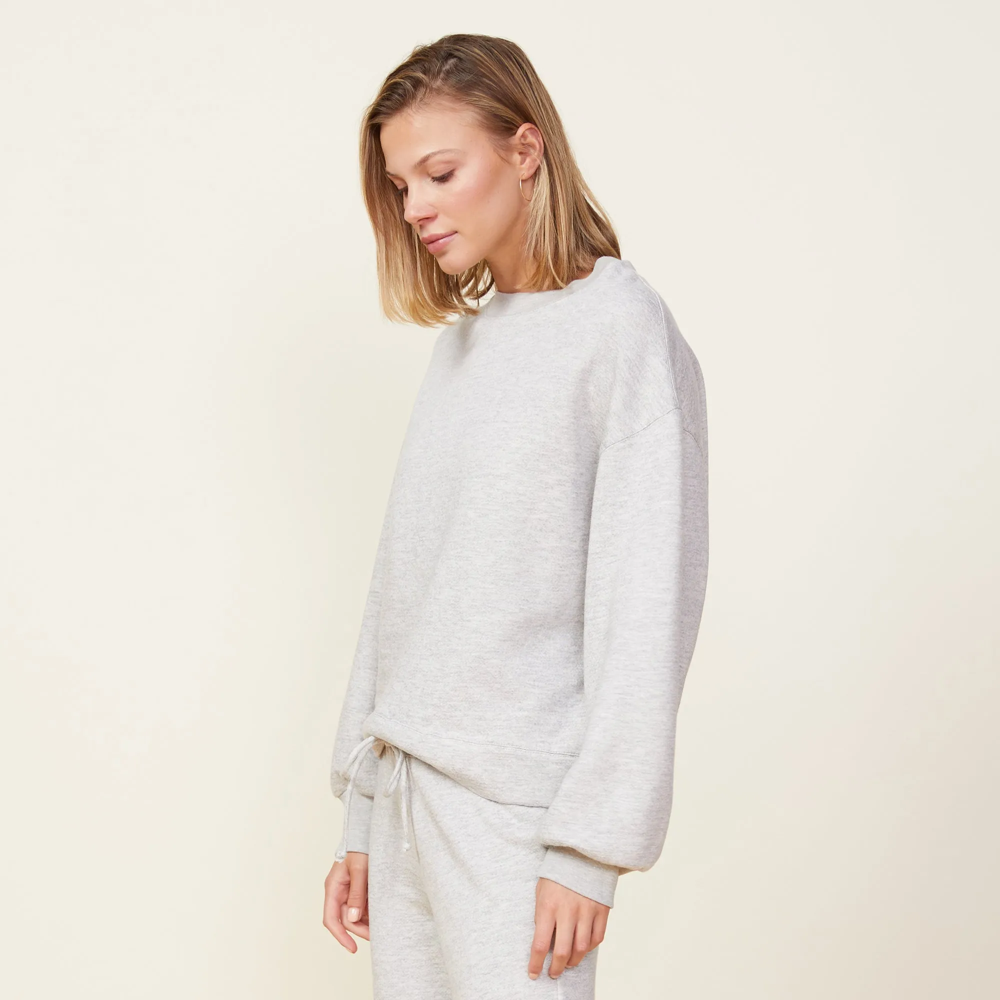 Blouson Sleeve Crew Neck Sweatshirt