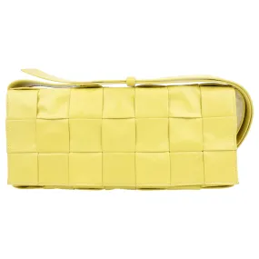 Bottega Veneta Yellow Shiny Leather Intrecciato Crossbody Shoulder Bag