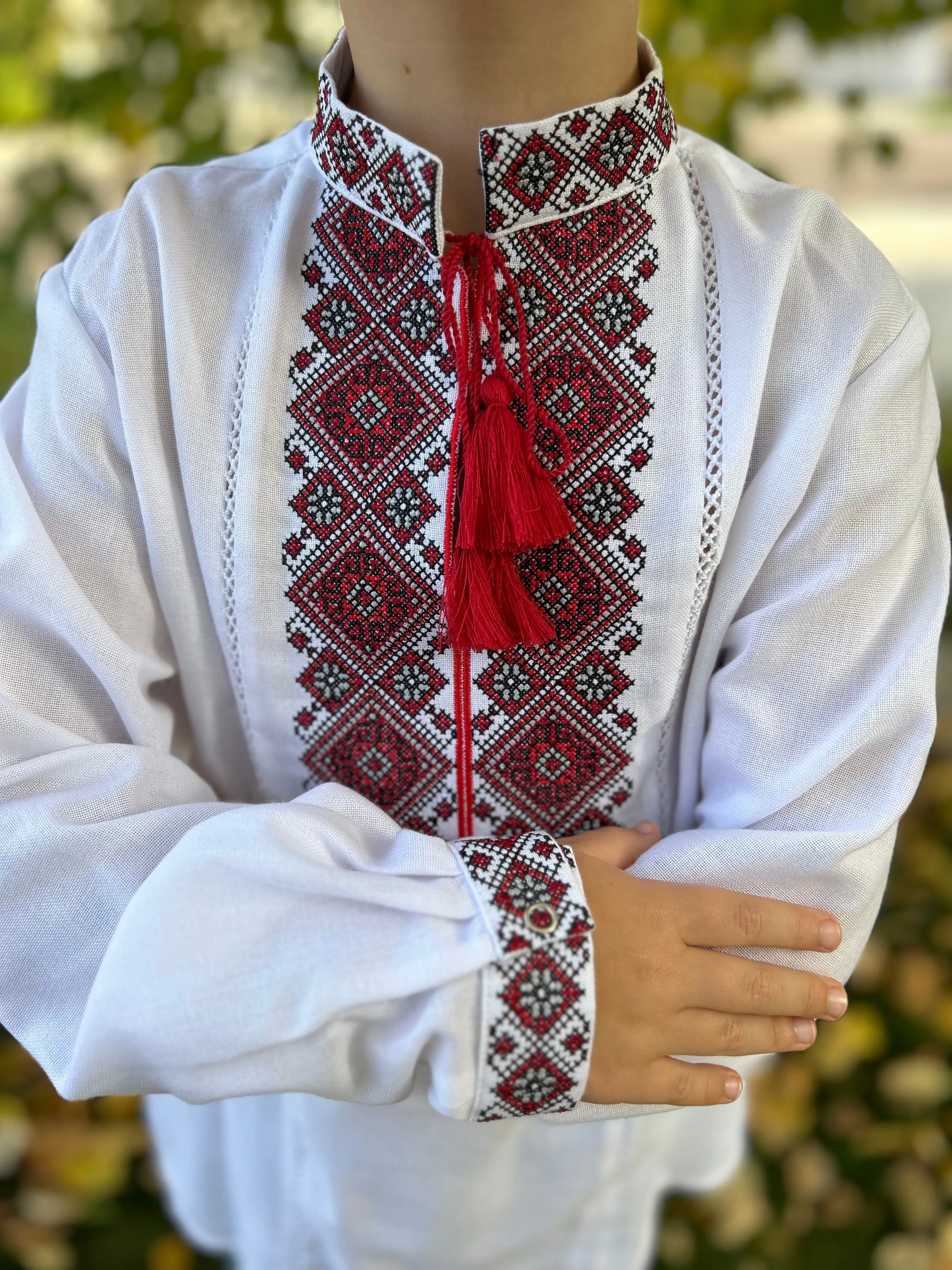 Boy’s Shirt- Red Geometric