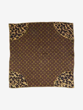 Brown monogram silk scarf