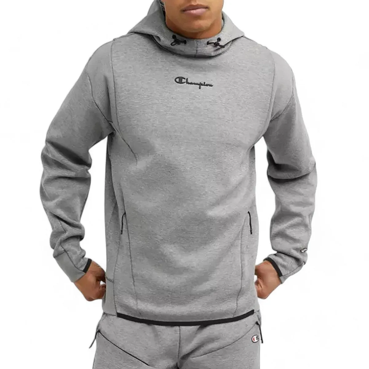 Buzo Champion Flex Hoodie Script Logo Gris