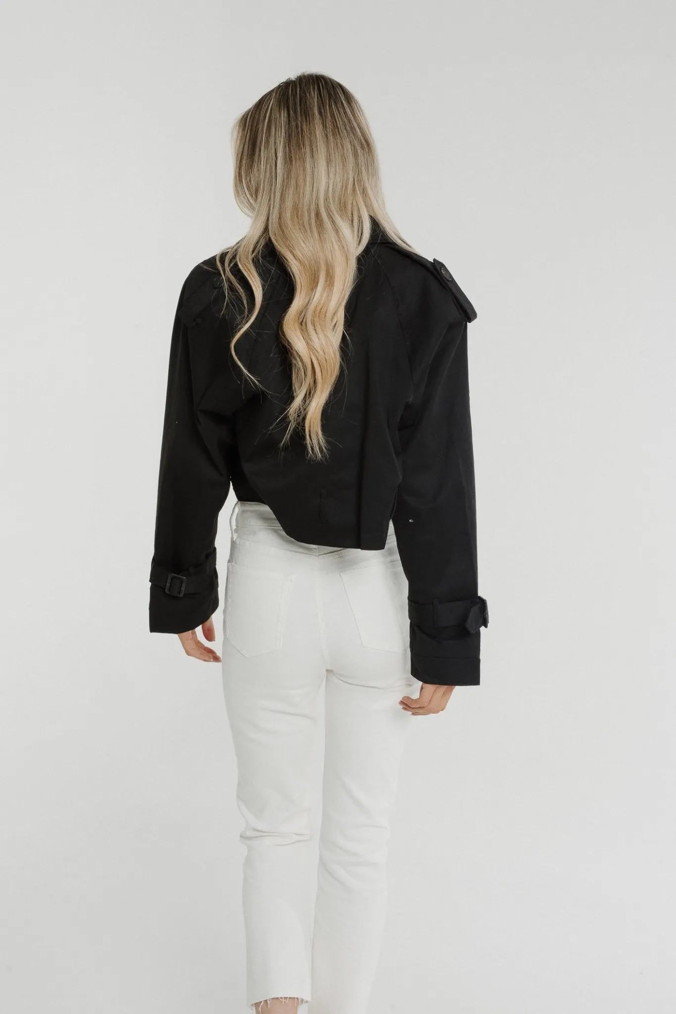 Caitlyn Belted Crop Jacket In Black