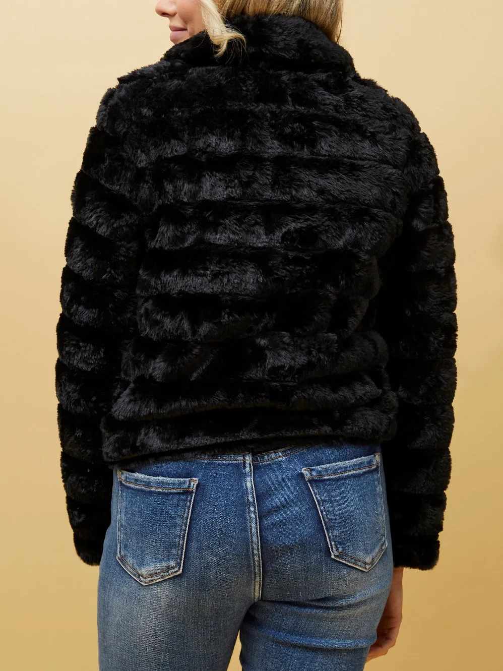 CAROLINE K MORGAN FAUX FUR CROP JACKET