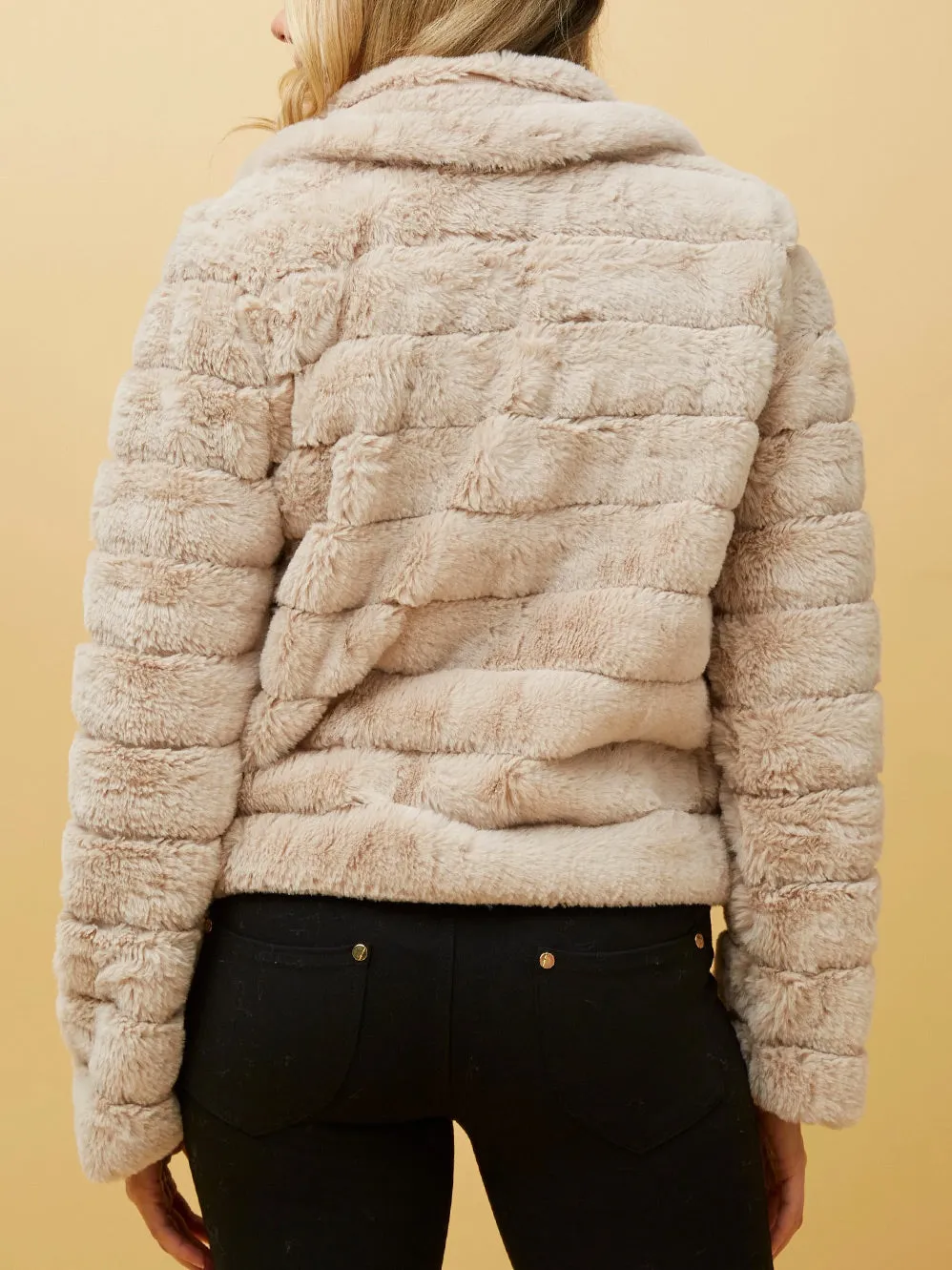 CAROLINE K MORGAN FAUX FUR CROP JACKET