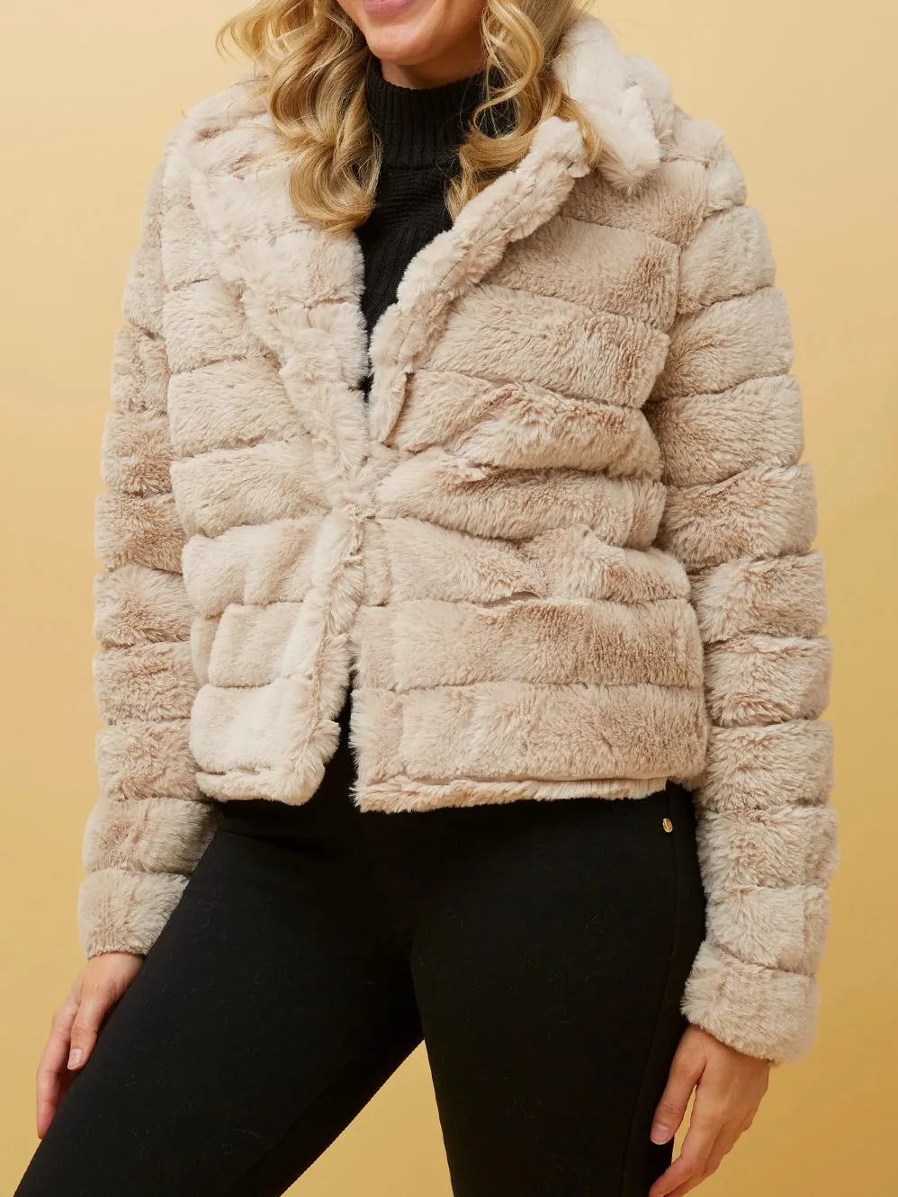 CAROLINE K MORGAN FAUX FUR CROP JACKET