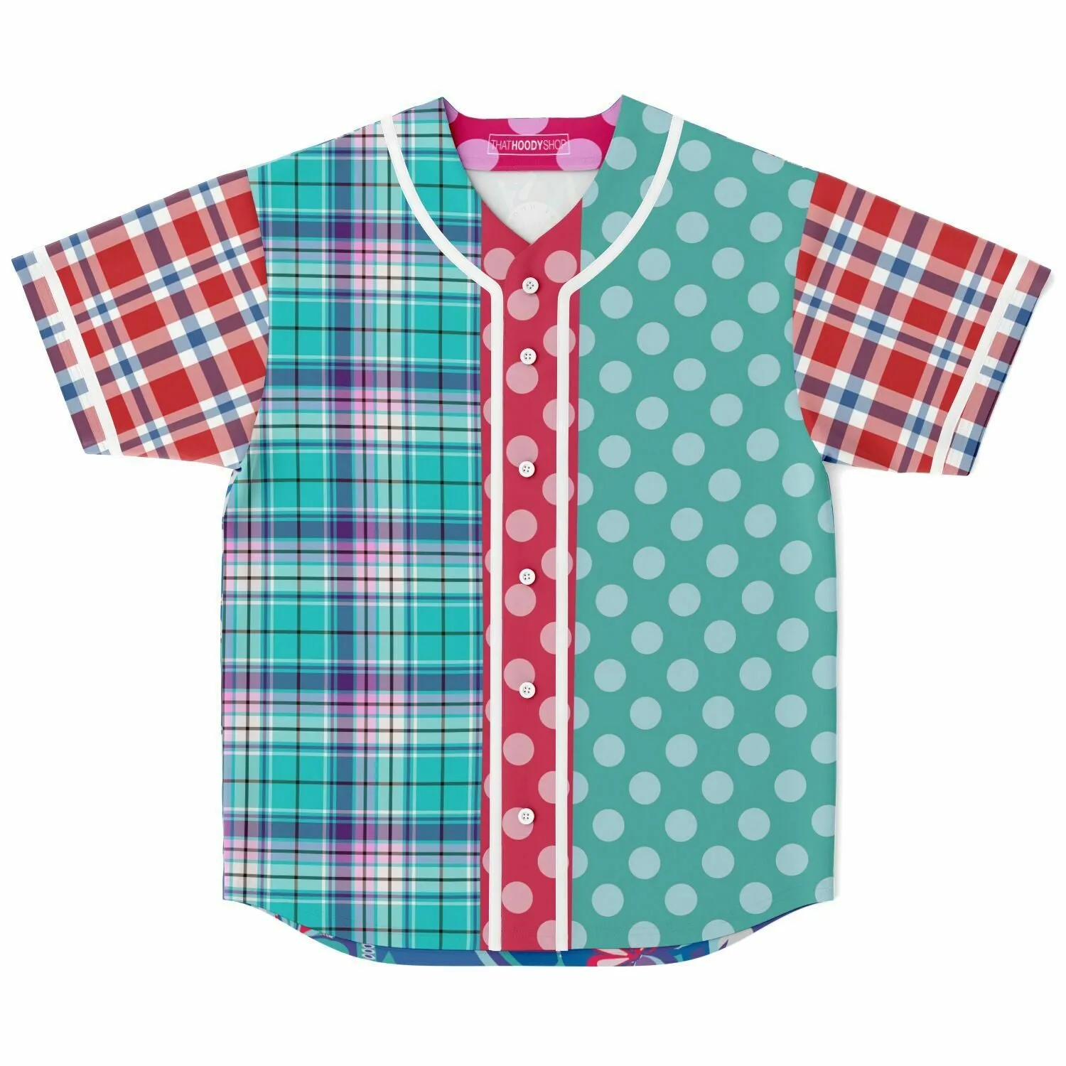 Cerulean Plaid Paisley Button Front Jersey