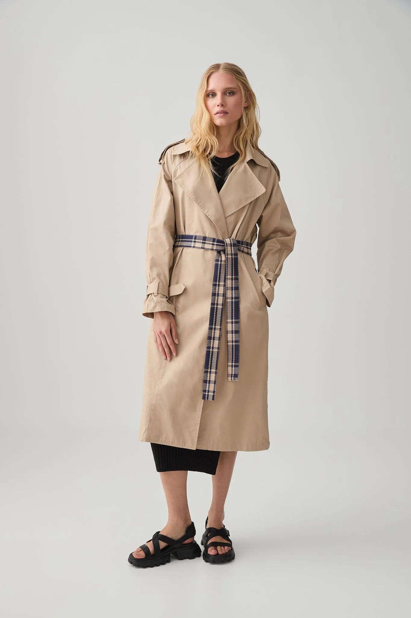 Contrast Belted Trench 703