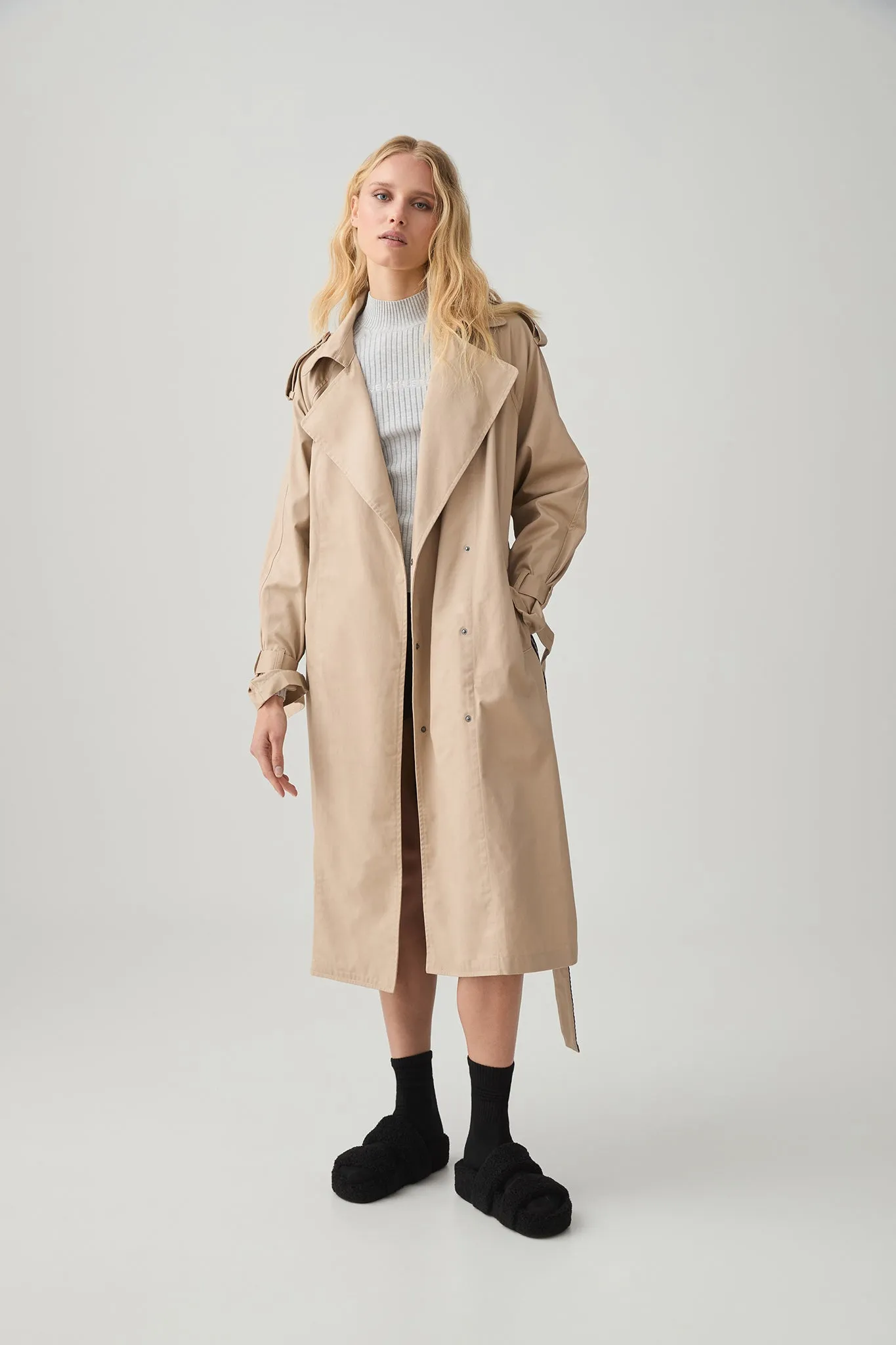 Contrast Belted Trench 703