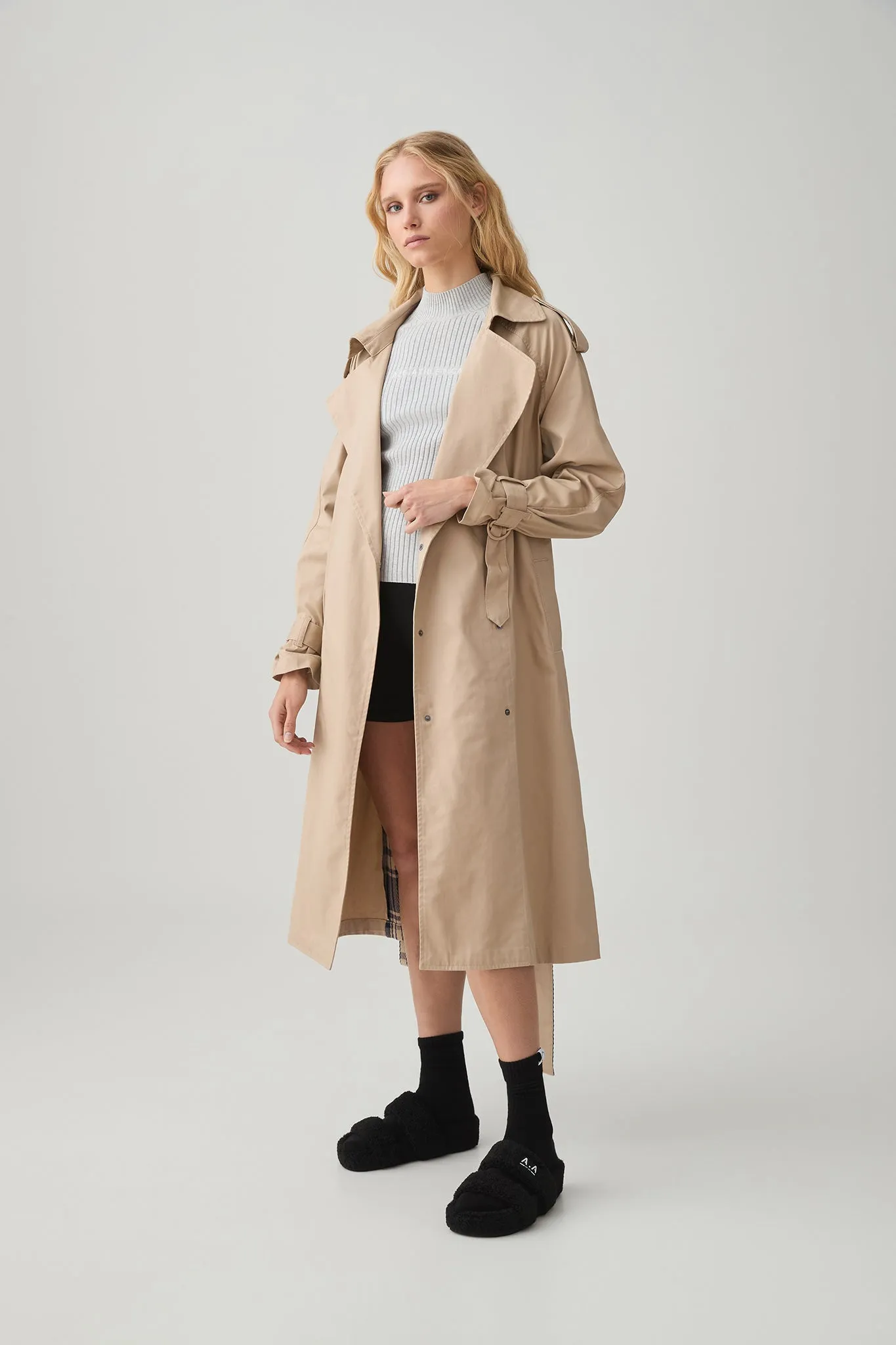 Contrast Belted Trench 703