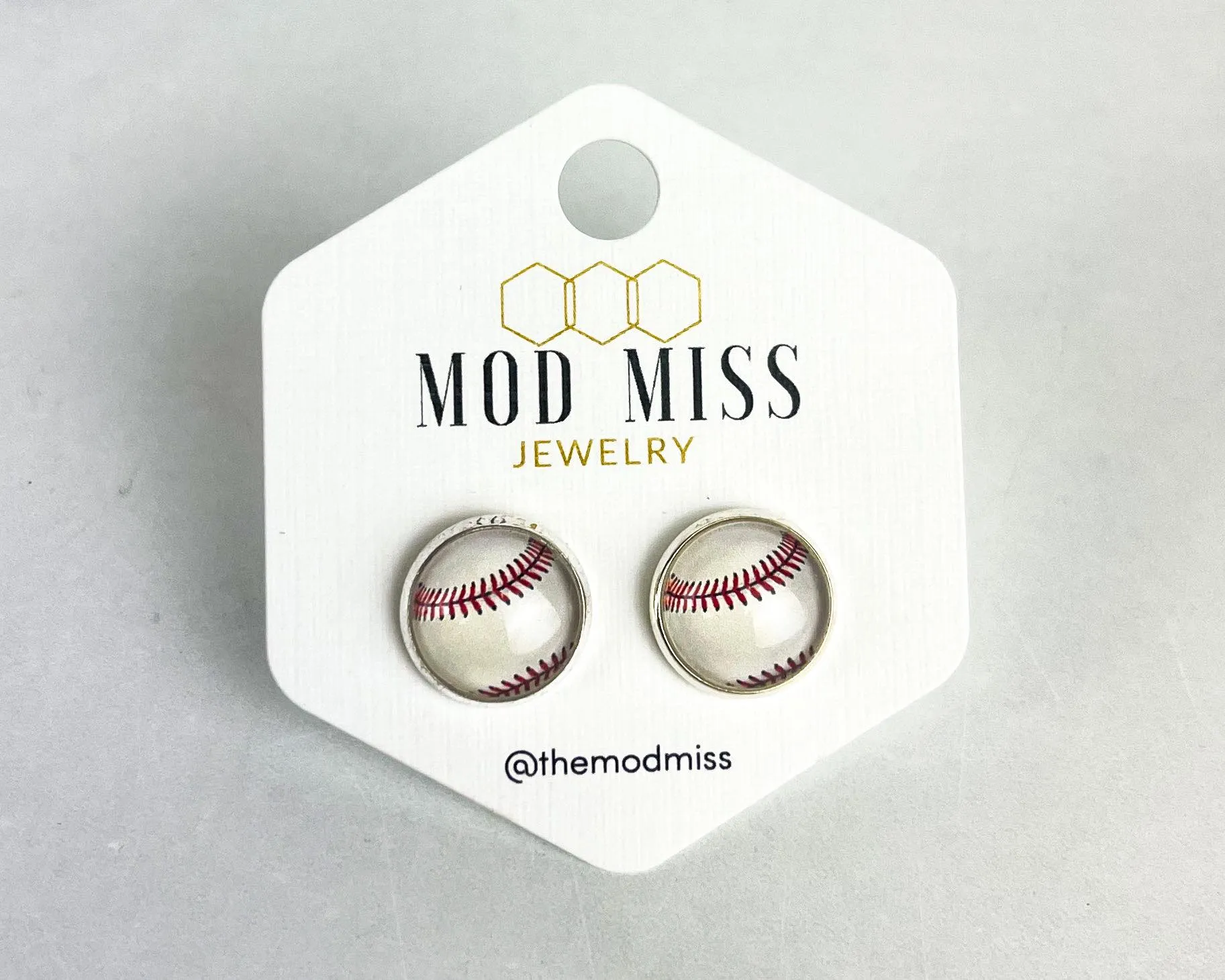 Druzy Stud Earring Baseball