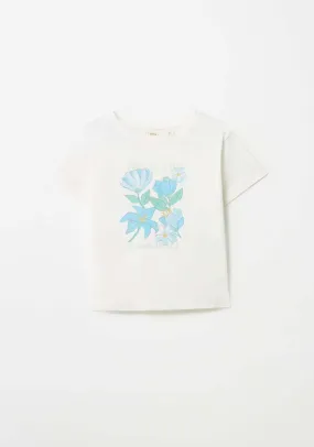 Flower Print T-Shirt - Cream