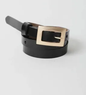 Gia Gold Buckle Skinny Belt