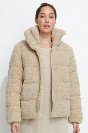 Golden Years Biscotti Sherpa Puffer Jacket