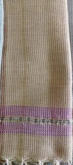 Handwoven Natural Dye Cotton Scarf with Inset Beads