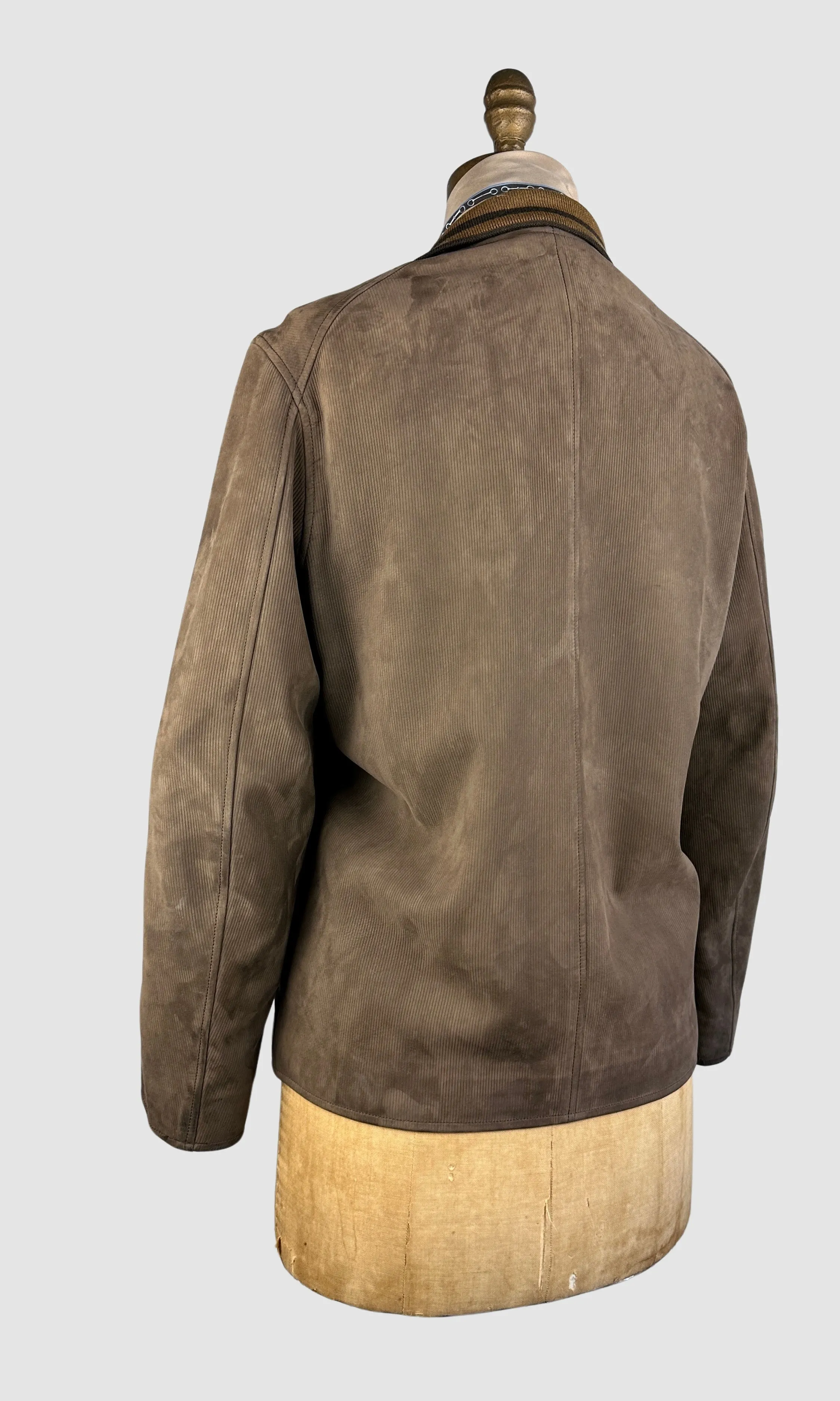 HERMES 80s Brown Lambskin Suede Jacket Size 48, Medium Large