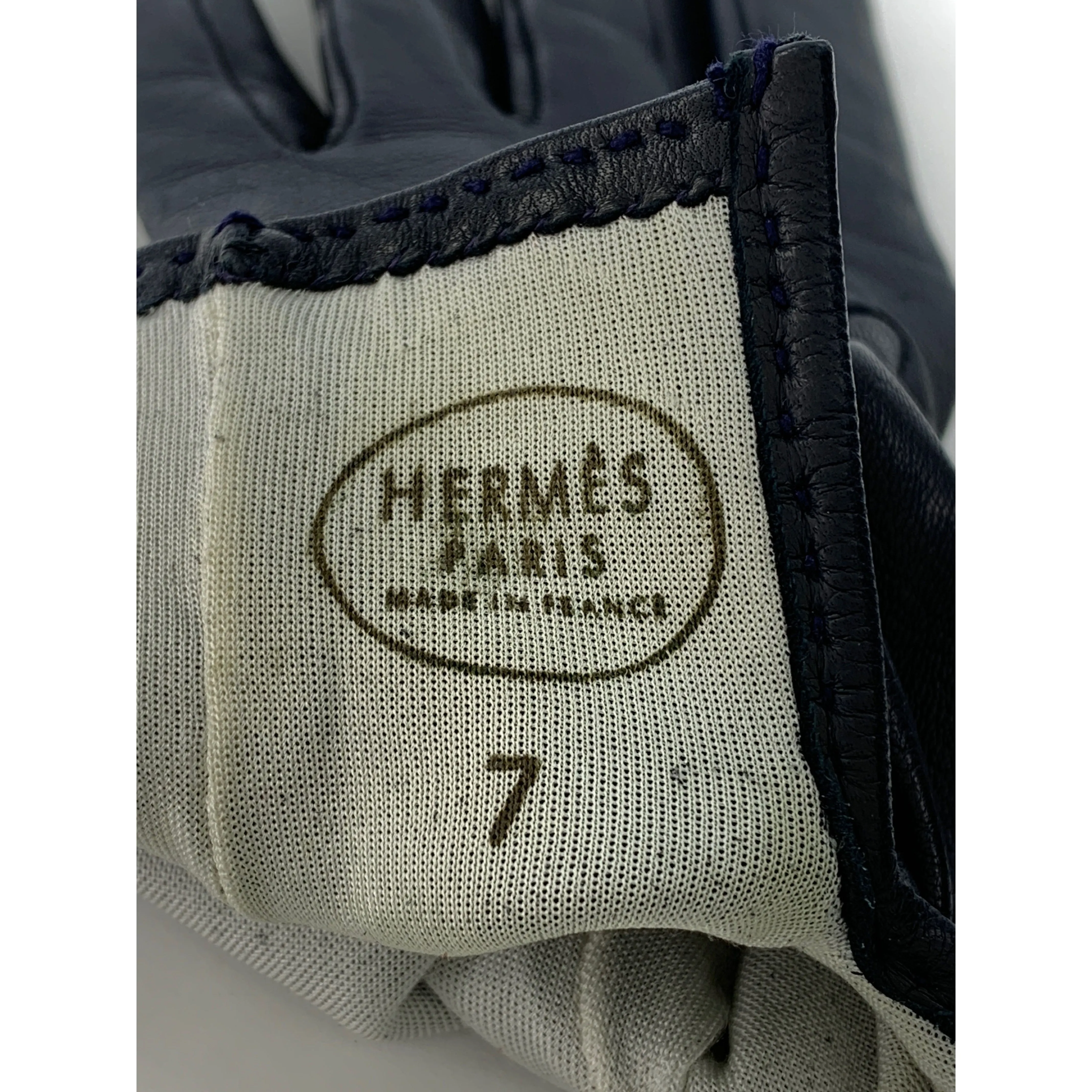 #HERMES/Gloves, Mittens/NVY/Leather/Plain