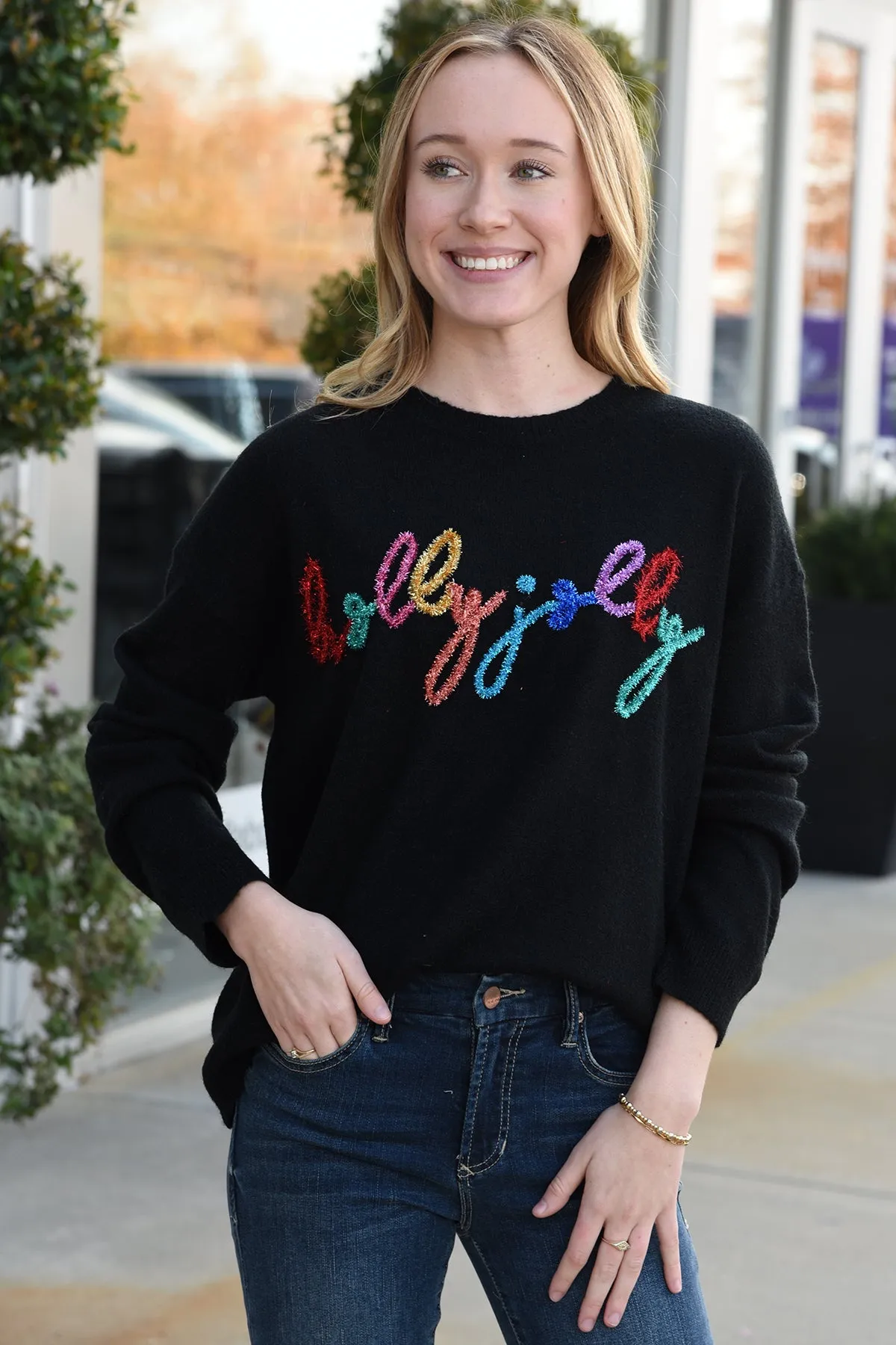 HOLLY JOLLY SWEATER -BLACK