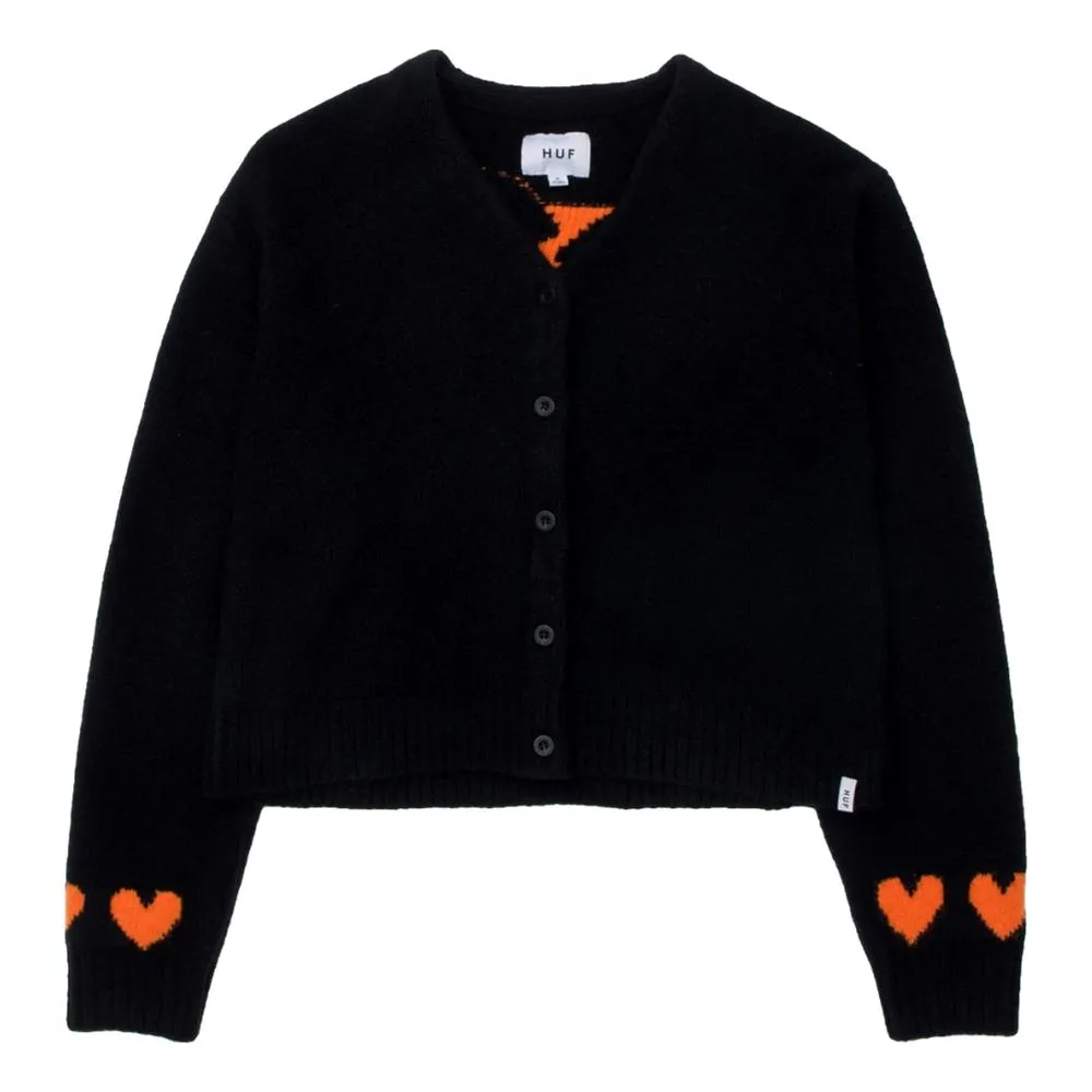 HUF WOMEN'S OG FEELS BUTTON UP SWEATER-BLACK